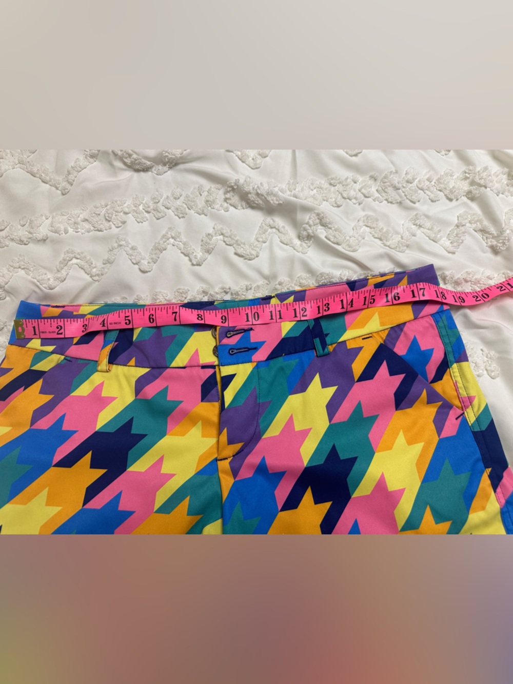 Colorful Star Houndstooth  Shorts — Pink, Yellow & Blue Loudmouth John Daly